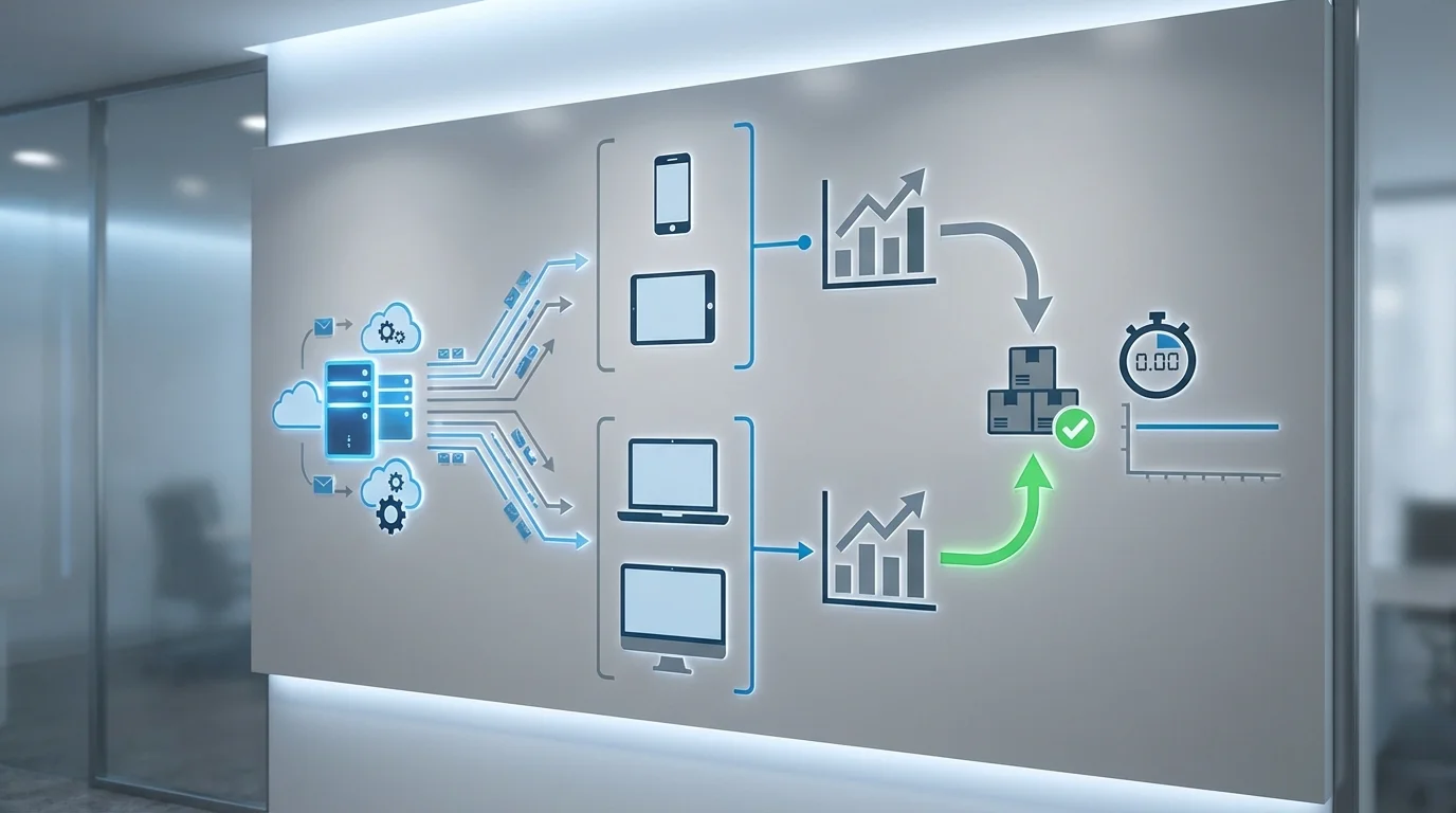 A detailed technical chart showing real-time data synchronization latency and its impact on inventory accuracy across multiple sales channels including mobile apps and desktop browsers.